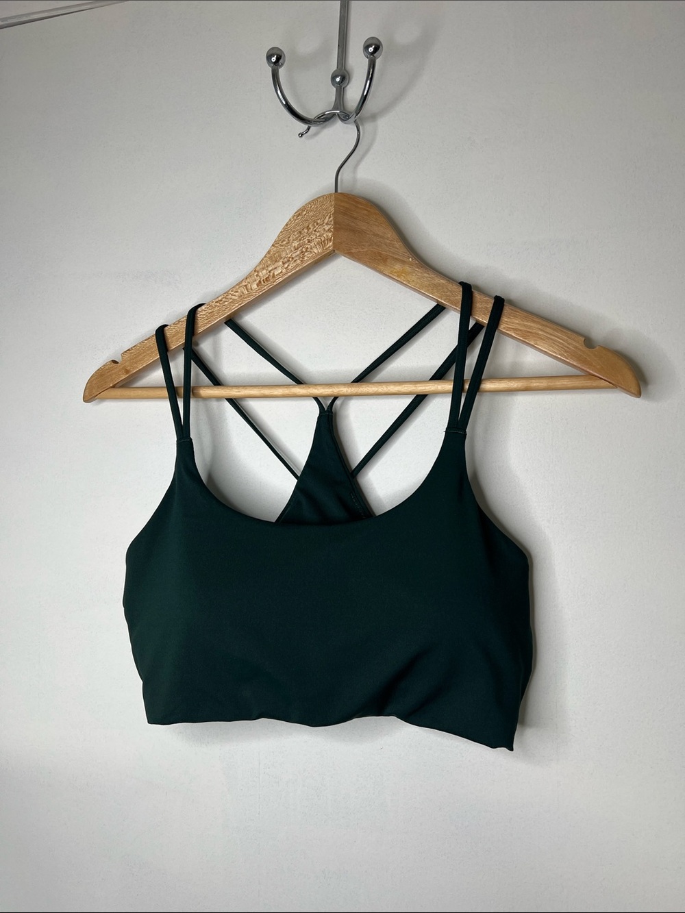 Fabletics Strappy Deep Green Sports Bra